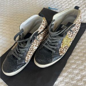 Golden Goose Midstar black  Leopard Print Sneakers